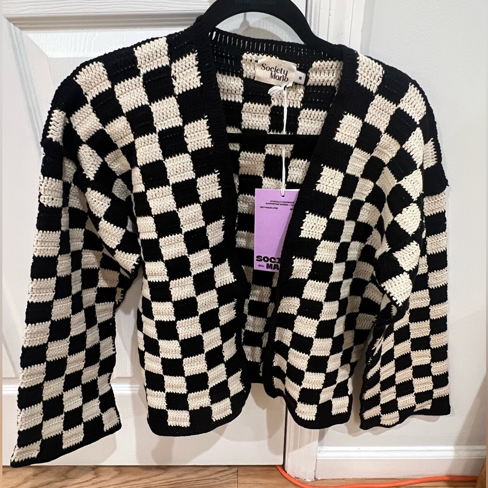 Brand new checkered Society Mano sweater